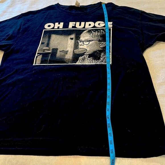 COPY - Black T-Shirt with 'Oh Fudge' Graphic Christmas Story Size XL - Picture 3 of 5
